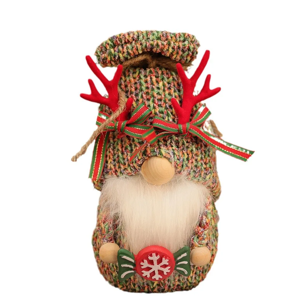 2024 Cross-border Faceless Doll Colorful Knitted Plush Candy Christmas Tree Gnome Christmas Doll Ornaments