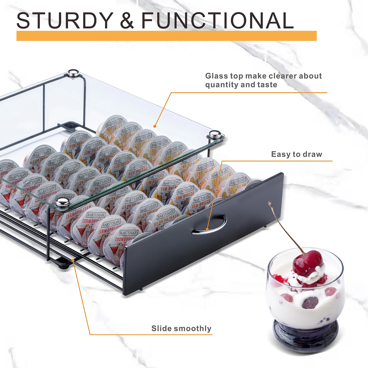 40PCS Glass Top Cocktail Beverage Bartesian Pod Holder Cocktail Capsule Holder coffee pod Cocktail Pod Holder