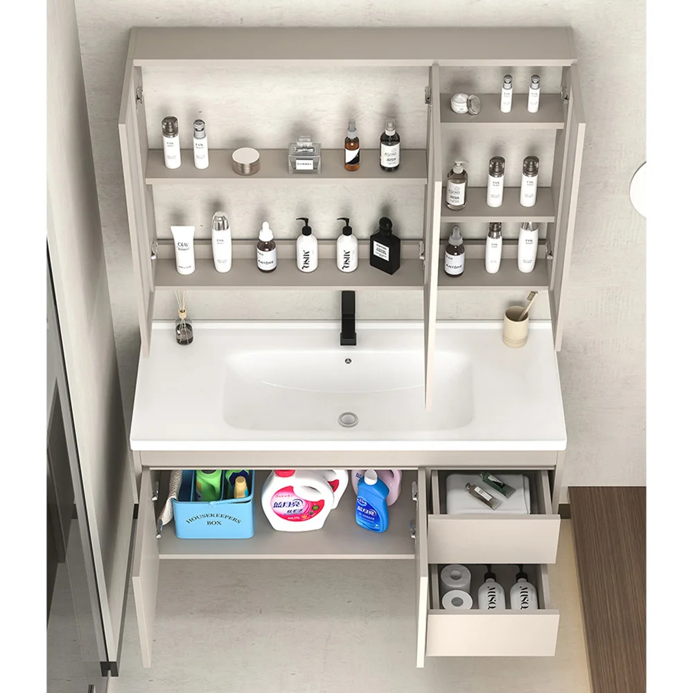 custom family bathroom vanity cabinet with led mirror modern