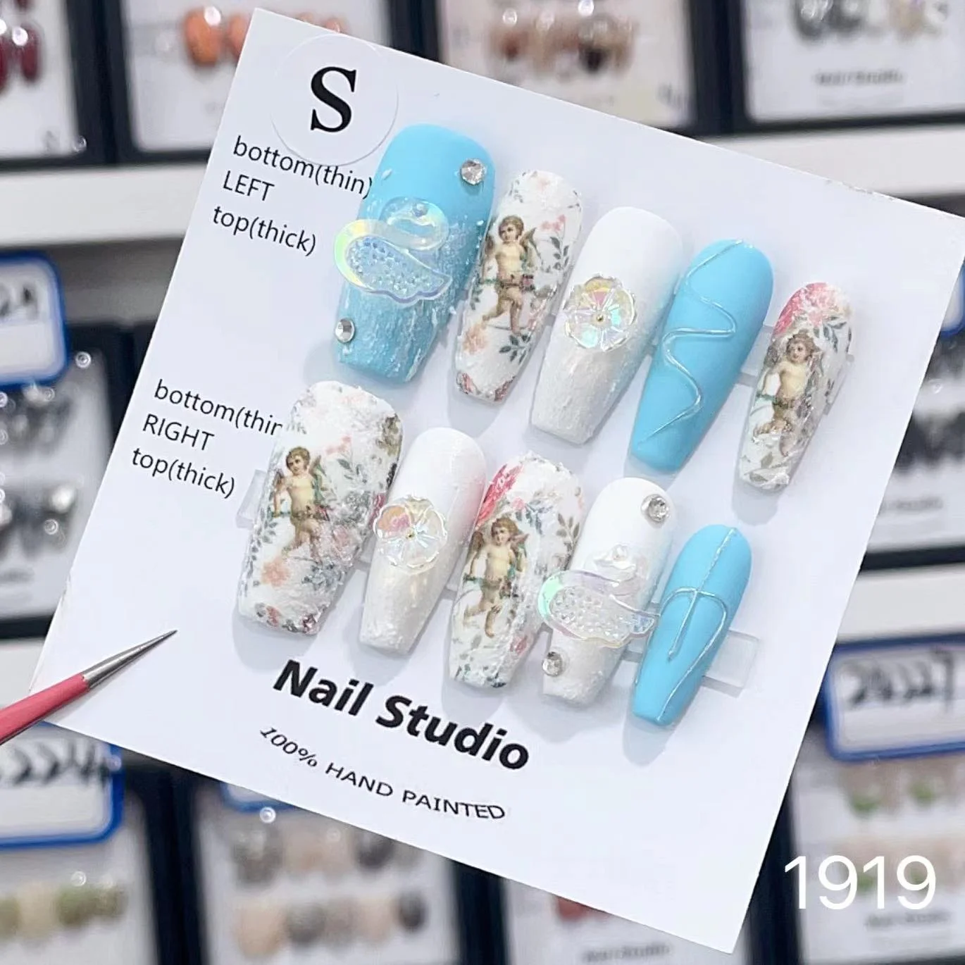 Custom Label French design Artificial Fingernails with glue Private label fake Nails with different size for artificial nails