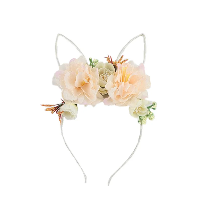 Детский тканевый головной убор с пряжкой пиона, модная повязка на голову с кроличьими ушками для вечеринки