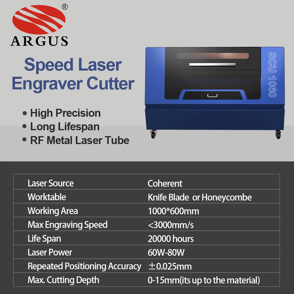 ARGUS High Quality 100W CO2 Laser Engraving Machine 1060 for Acrylic Leather
