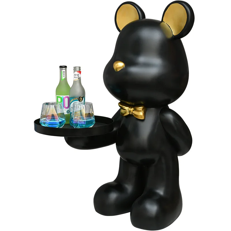 Jiayi Wholesale Custom In Resin Fiberglass Crafts Bearbrick With Tray 1000% 78cm Height Sculpture for Home Decor