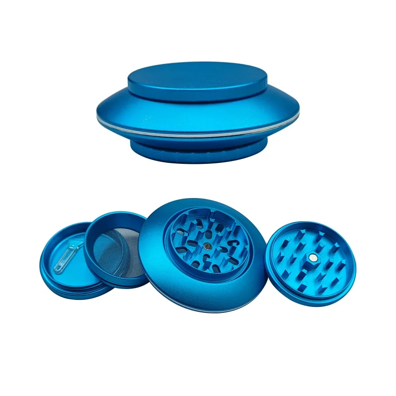 Wholesale Custom LOGO UFO Shape Aluminum Alloy Herb Grinder 4 Layers Portable Tobacco Grinder