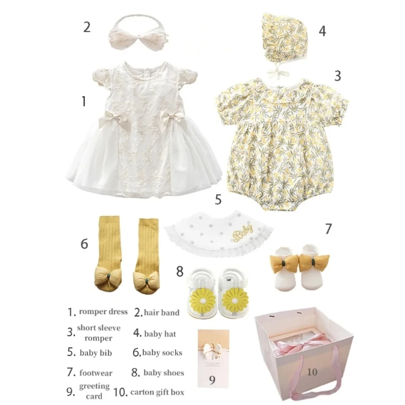 Girls Fashion Oeko-Tex Certified Baju Bayi New Born Cotton Clothing Newborn 0-3 Months Baby Romper Gift Box Sets