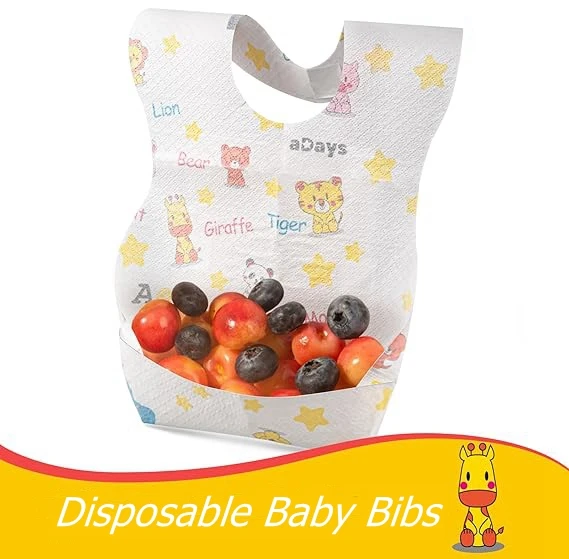 Leak Proof Baby Disposable Bibs Waterproof Disposable Baby Bibs for Baby Boys and Girls