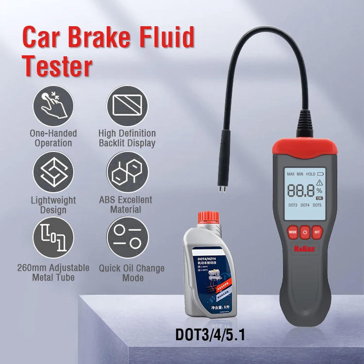 Car brake fluid water content detector alarm function brake oil moisture tester LCD screen with result display