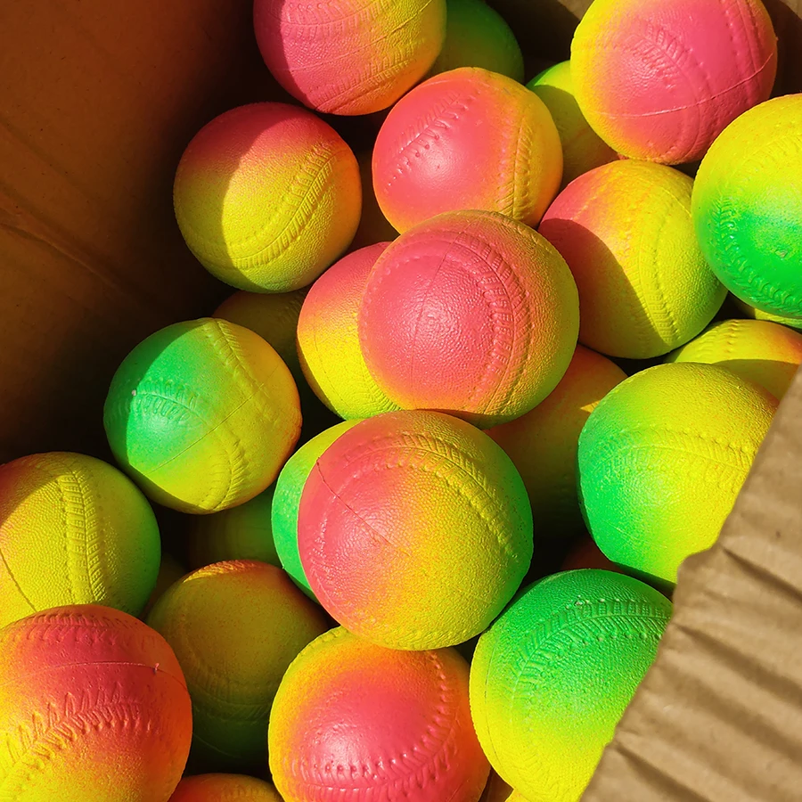 
Cheap promotional gift colorful printed Solid rubber tricolor ball bouncy ball 