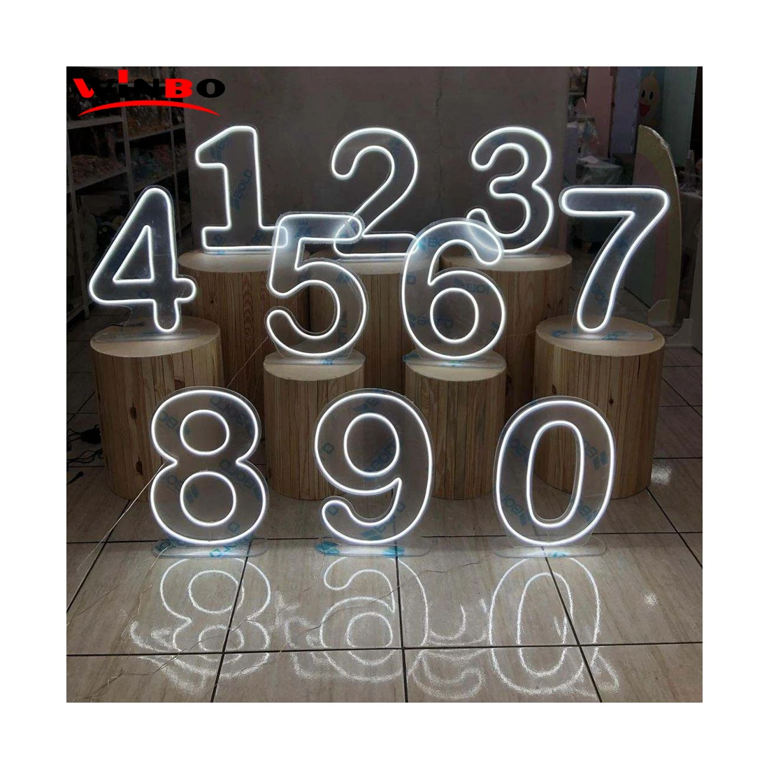 Winbo Personalized Sign Custom Neon Number Wall Acrylic Led Neon Sign Family Birthday Party decor