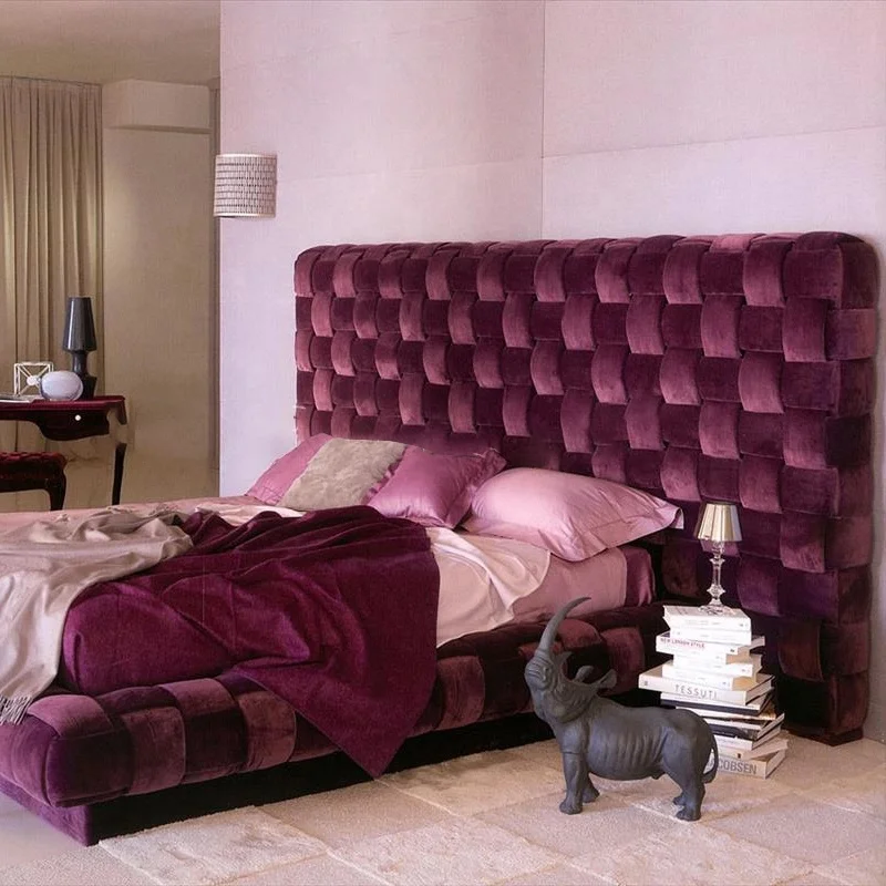 MEIJIA Premium Furniture Letto Lit Bett Frame Italian Fancy Velvet Upholstered Set Luxury Bedroom Modern Double King Size Bed