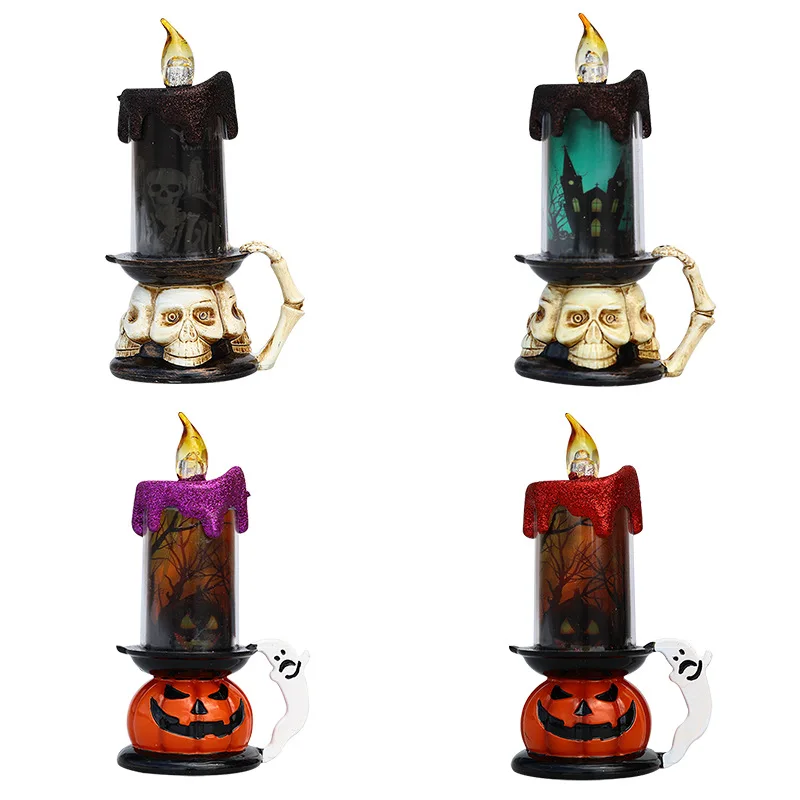 Festival Decorative Light Pumpkin Skull Candles Lamp LED Ghost Hand Candle Lamp Ghost Halloween Decoration Prop