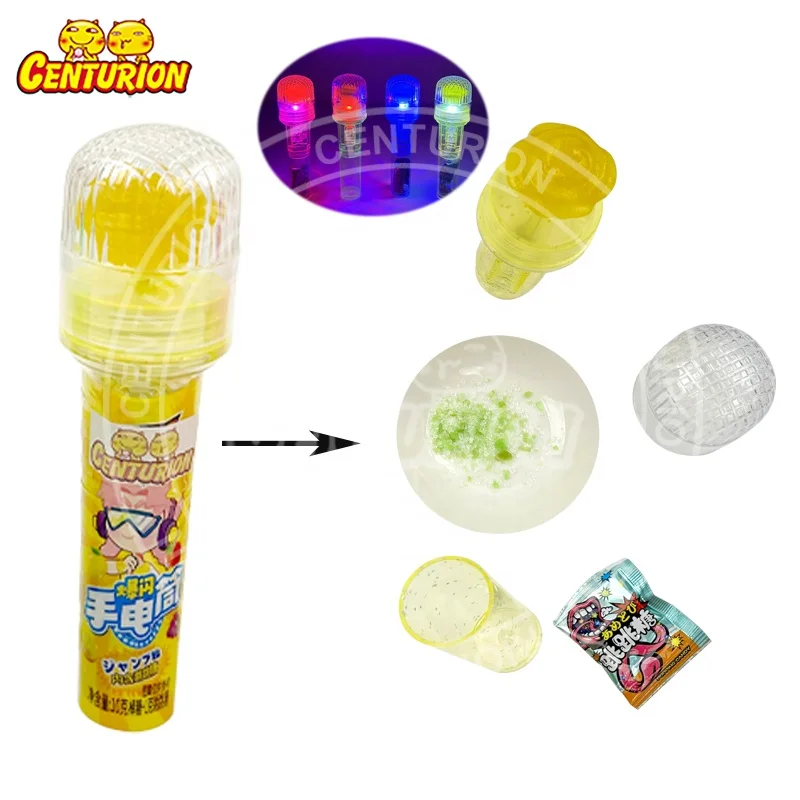 Customized Design Flower Shaped Hard Candy Light Lollipop Toy Candy Kids With Popping Candy