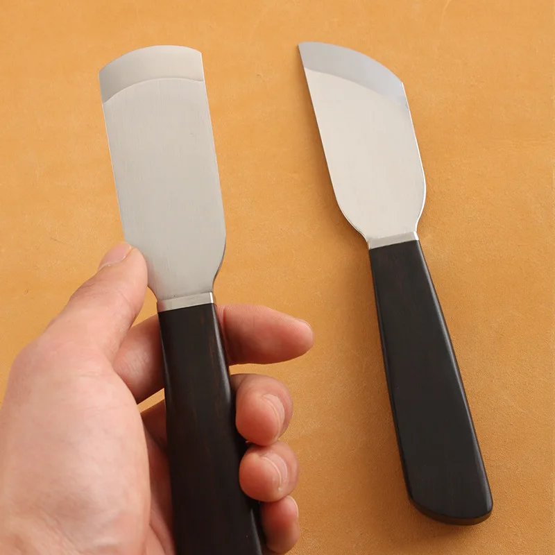 188mm Leather Thinning Knife Ebony Handle High Speed Steel Leather Handmade Tool