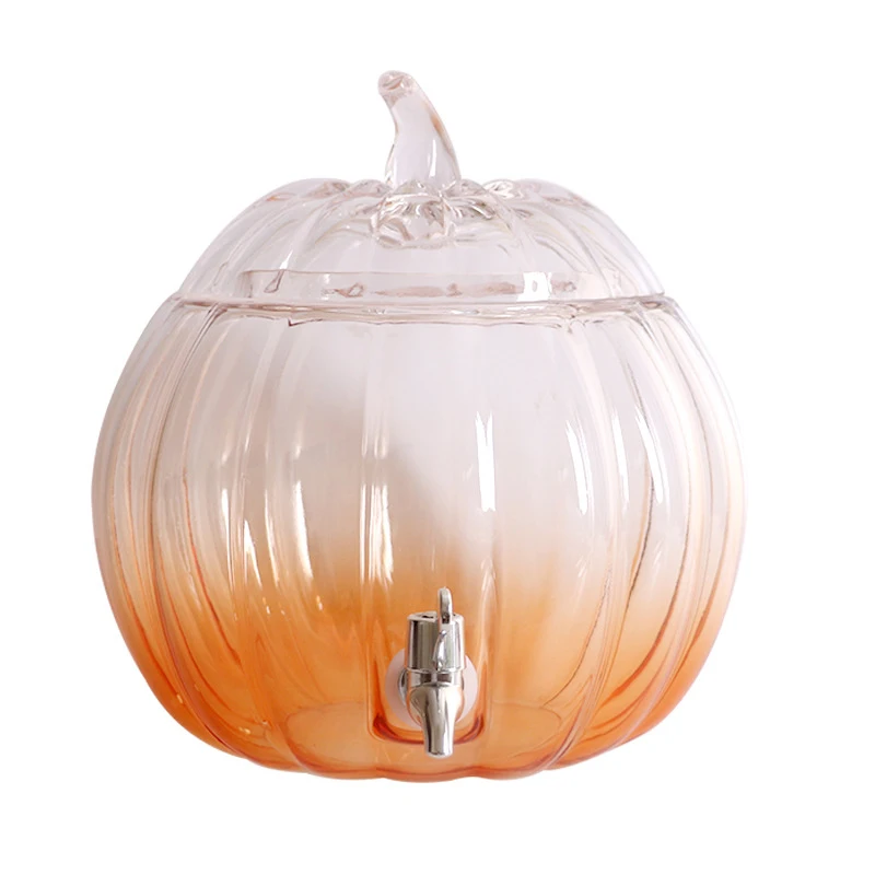 Creative pumpkin shape gift glass with faucet juice jug large capacity jug hotel buffet cold drink set