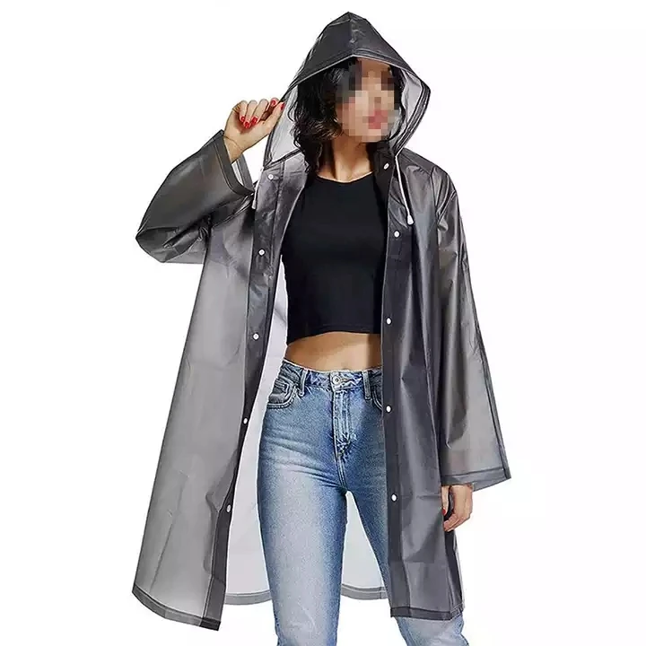 Wholesale Fashion EVA Adults Poncho With Hat Waterproof Long Translucent Raincoat Adults Rain Coat