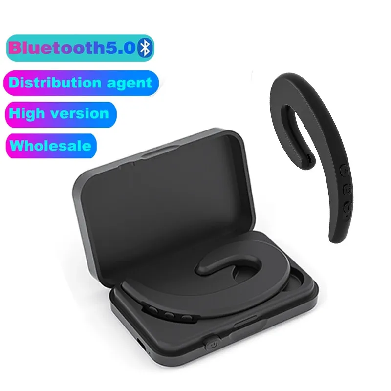 
Invisible Ear Hook Wireless Headphone blue tooth New Technology Bone Conduction Earphone Waterproof with charging case 