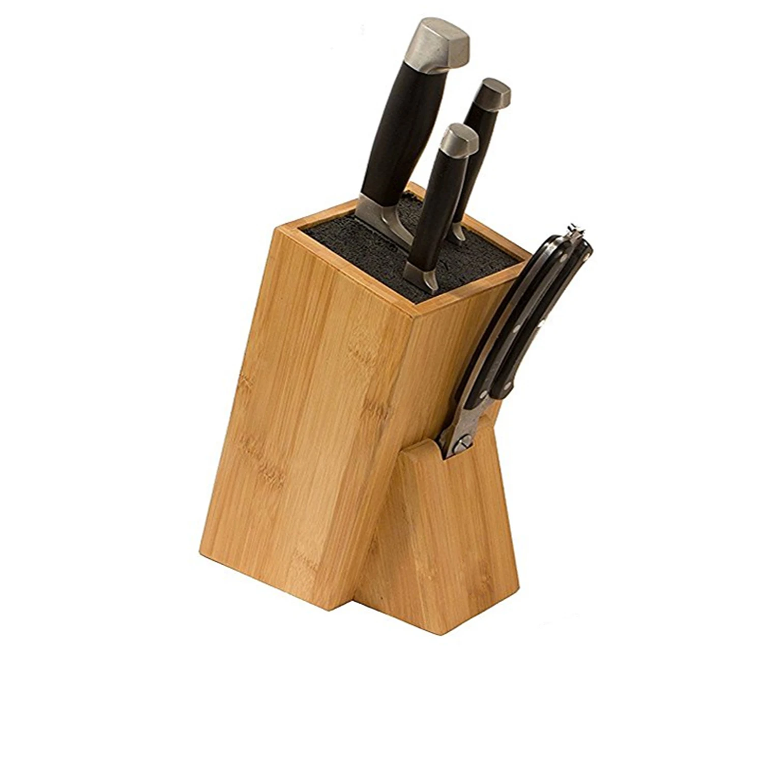 Wholesale Universal Slotless Bamboo Kitchen Plastic Fishing Rod Holder Knife Block With Black Bristles Insert