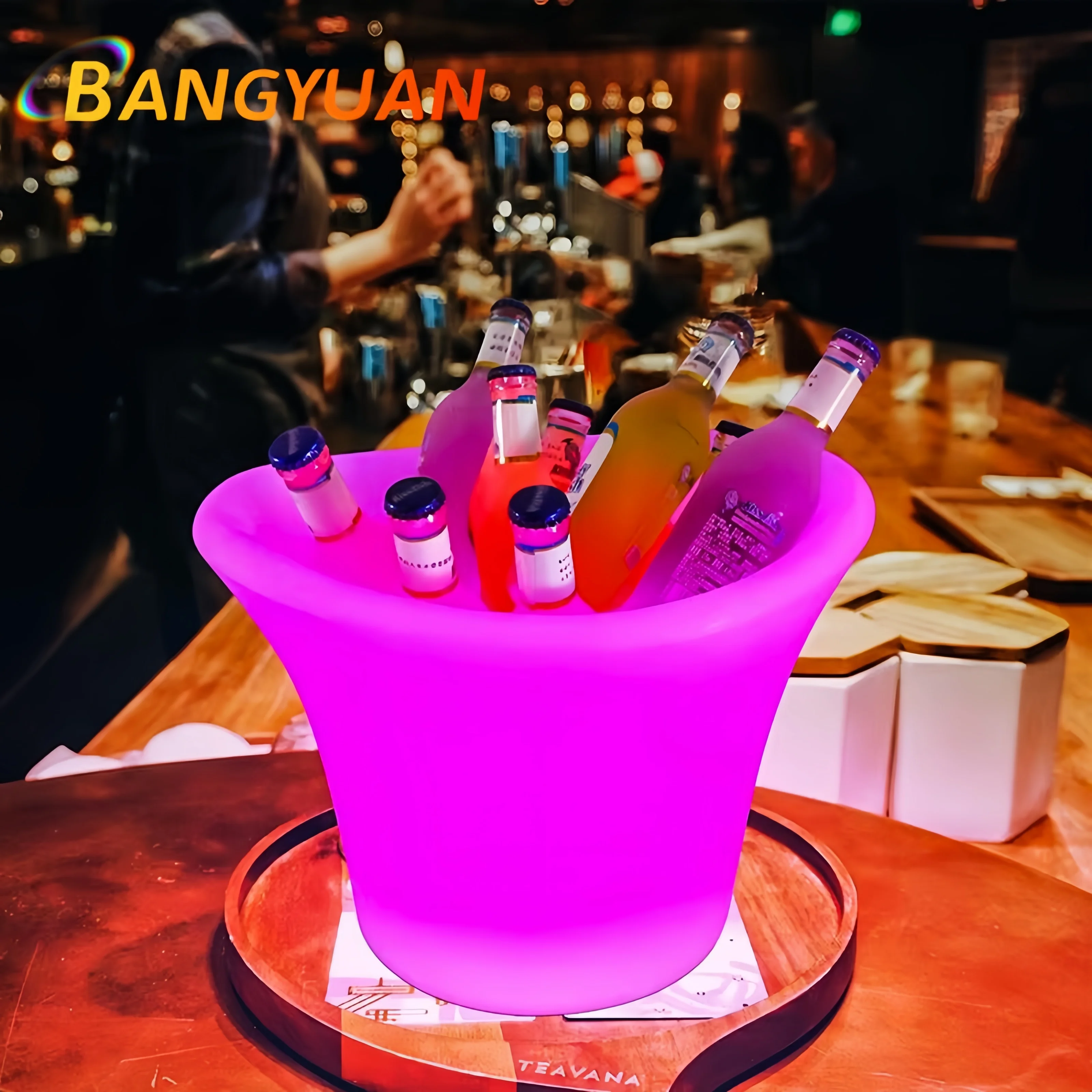 Wholesale Rechargeable LED RGB Variable Light Bar Atmosphere Ice Wine Bucket for Holiday Party Made of Durable Plastic