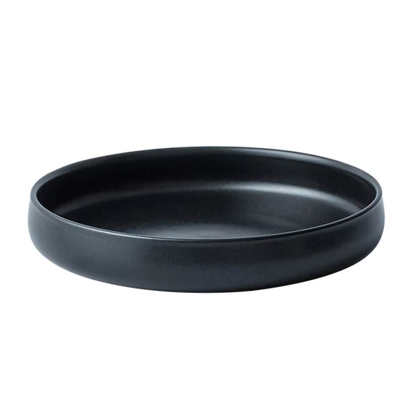 
Elegant black high-end hotel tableware ceramic plate salad bowl dish plates ceramic porcelain dinner 