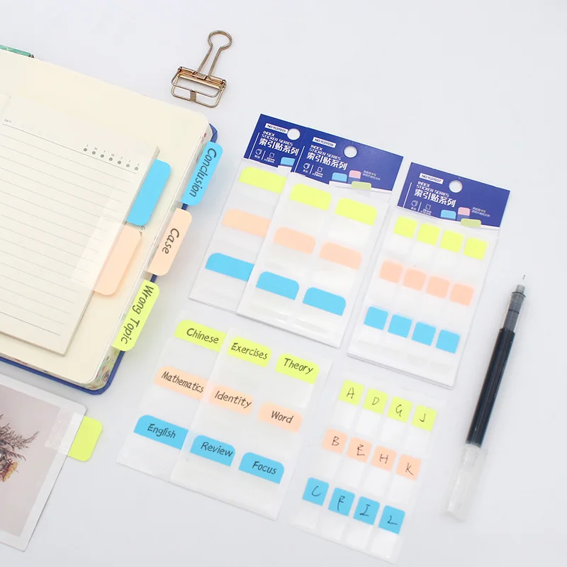 Цветные и логотип на заказ водонепроницаемые липкие индексные язычки записываемые закладки Липкие заметки для чтения