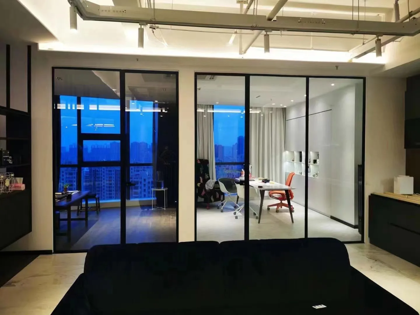 Low price Aluminum slim frame swing door for residential house