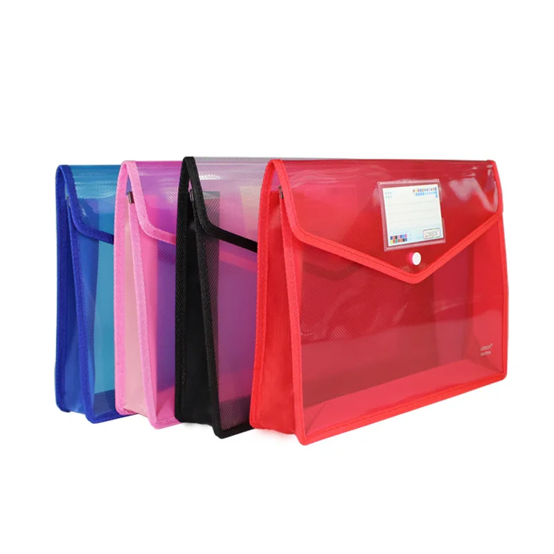 Wholesale Eco-Friendly Document Wallet Envelope Flap Plastic File Folder Bags Hanging Suspension Print Cover Multi Colors
