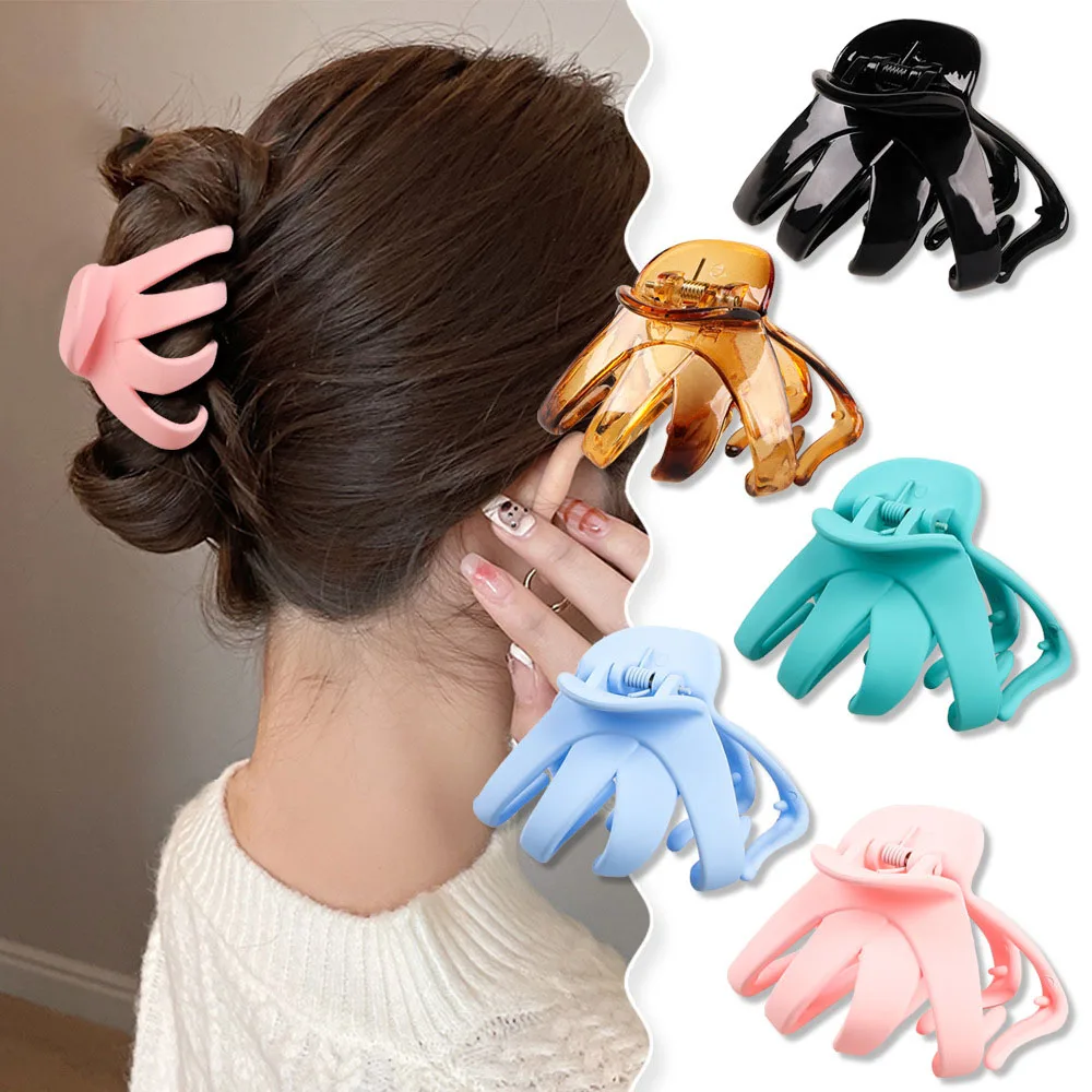 Wholesale Custom Korean 8cm Medium Size  Hair Claw Clips Octopus For Women Acrylic Hair Clip Korean Hair Claw Clips