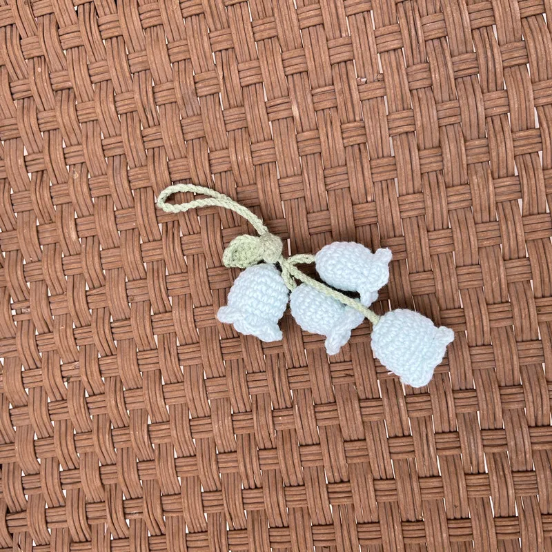 Crochet Lily of The Valley  Crochet Flower Keychain Lily of the Valley Keyring Handmade Keychain Gift for Her