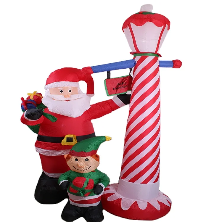 Новинка 2,7 м/9 футов наружный надувной Рождественский Санта эльфов Декоративный Надувной Маяк светодиодные фонари