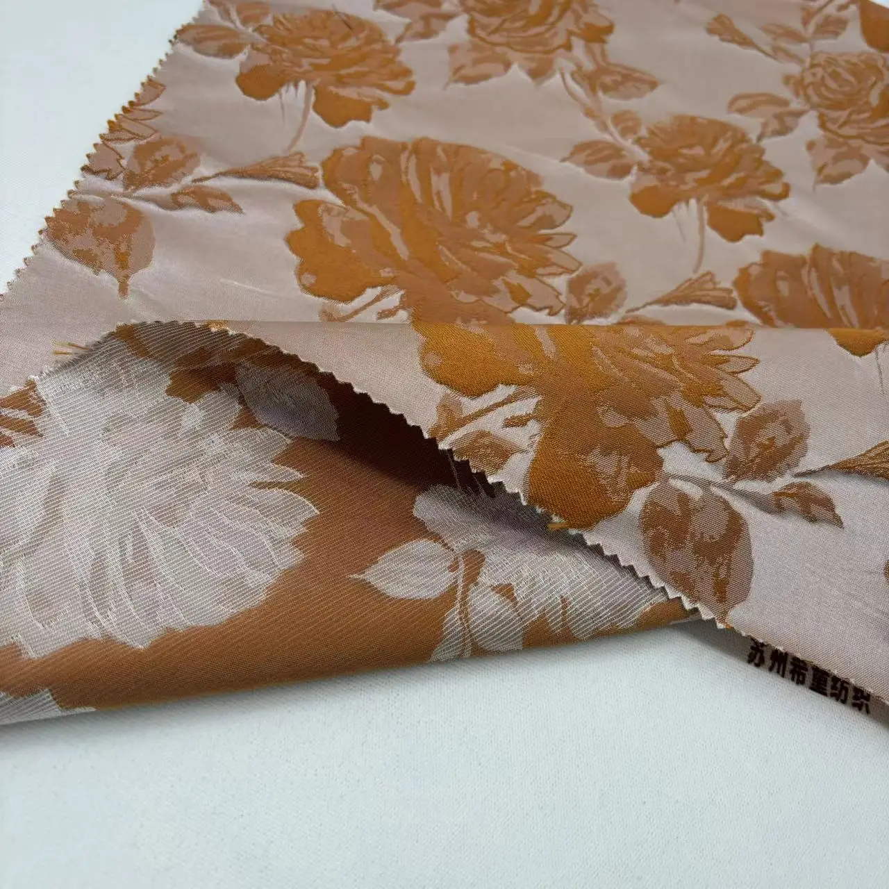 High Quality New Arrival Shiny Jacquard Big Roses Pattern 3D Flowers Brocade Fabric for women dress