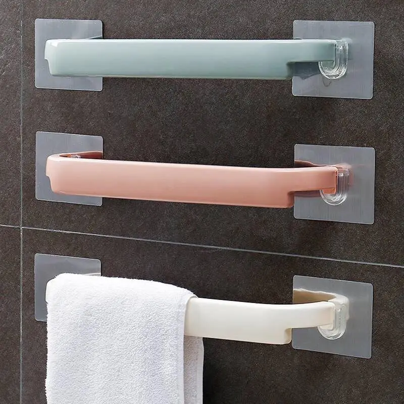 Bathroom Towel Rack Adhesive Kitchen Single Rag Rack Bathroom Shelf Storage Rack