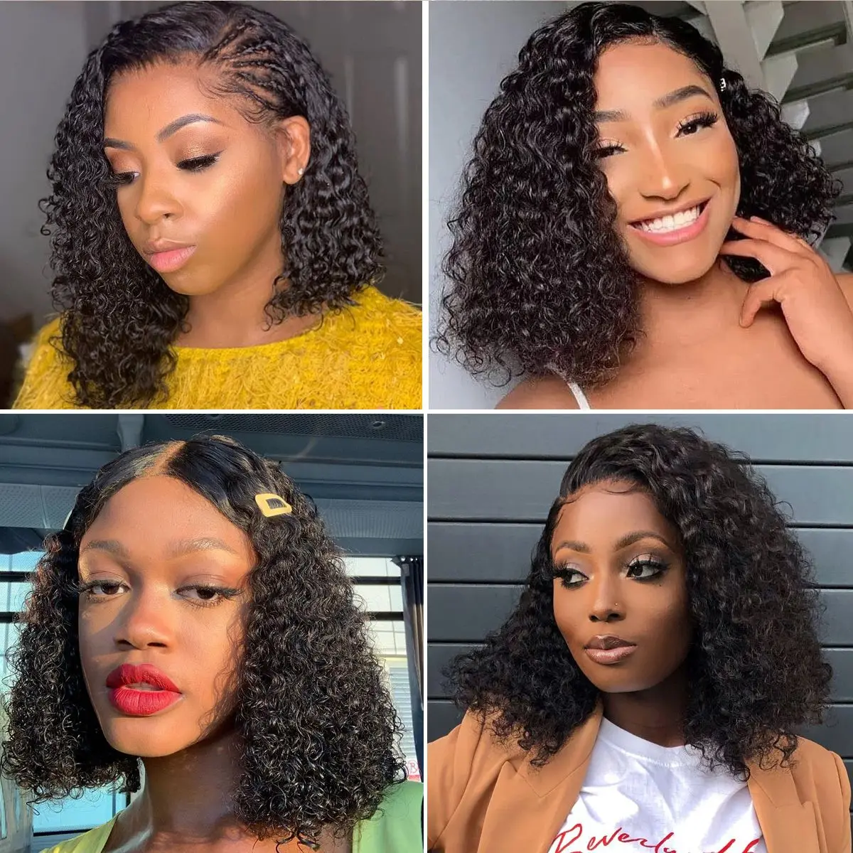 Raw Peruvian Human Hair Lace Front Bob Short Wig,Full Lace Pixie Cut Deep Curly Wig Vendor,Perruque Closure HD Frontal Wigs