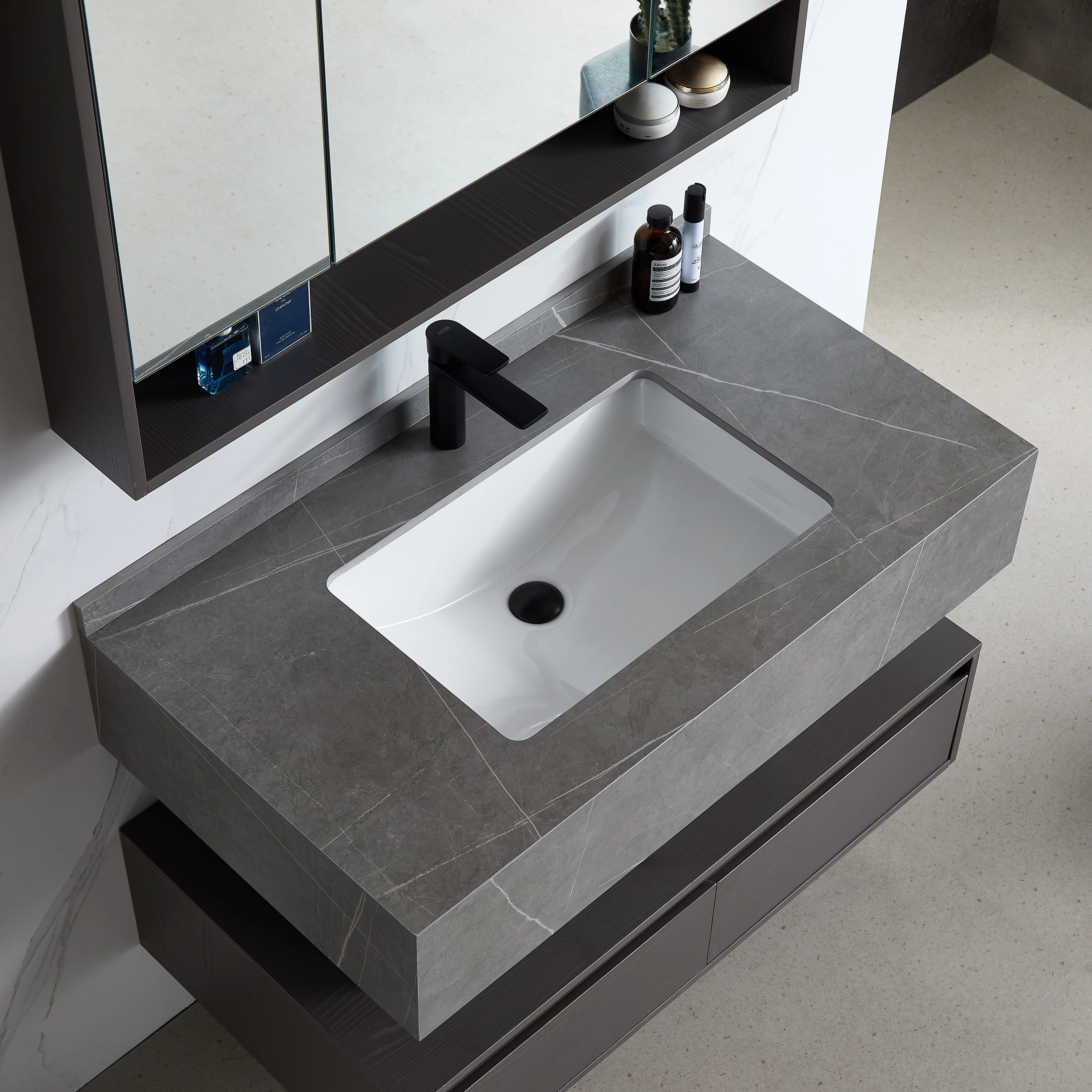 ANBI  Classic Solid Wood Bathroom Vanity,Washbasin Cabinet Set Factory Direct Selling Hotel Vanity Bath Equipment With Drawer