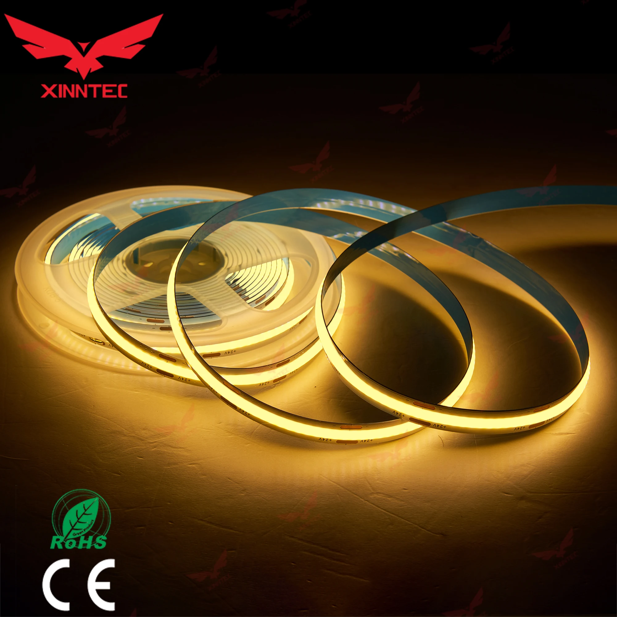  256 Chips 8 mm Width DC12V / DC24V Cuttable 11W IP44 Flexible 3M Tape Light Luz de la tira LED strip COB Strip