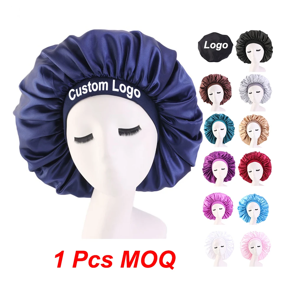2022women sleep bonnets and satin hair wraps vendors with custom logo bling designer silk bonnets
