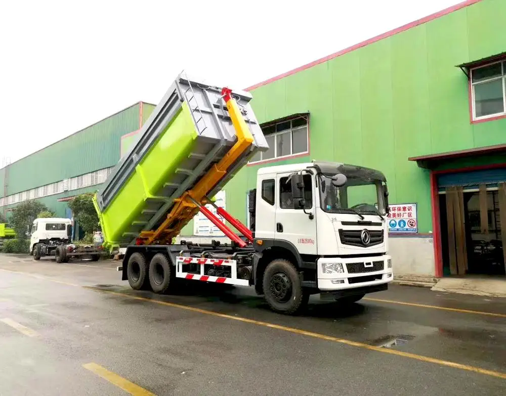 6X4 New DongFeng 25m3 hydraulic detachable container garbage trucks