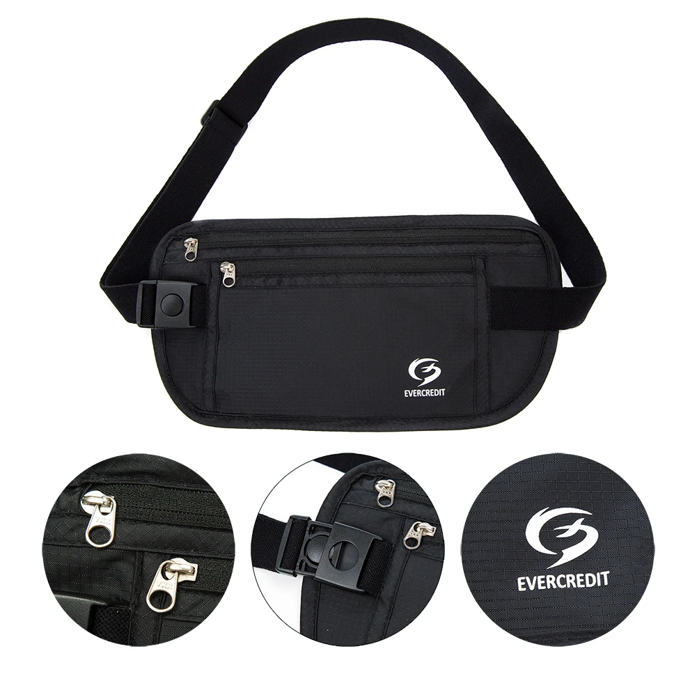 Evercredit Multifunction Anti-theft Security Pack Waist Bag Storage fanny pack Bag for Passports Cash Money