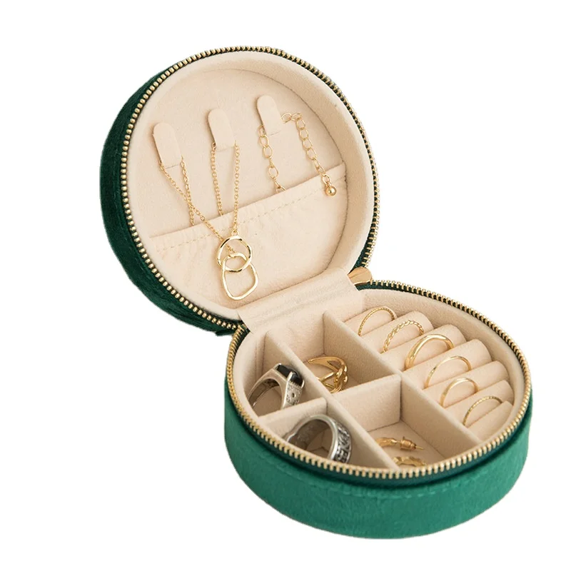 2022 Personalized Travel Velvet Jewellery Storage Case Vintage Royal leather jewelry box  pearl With Zipper  Jewelry Storage Box