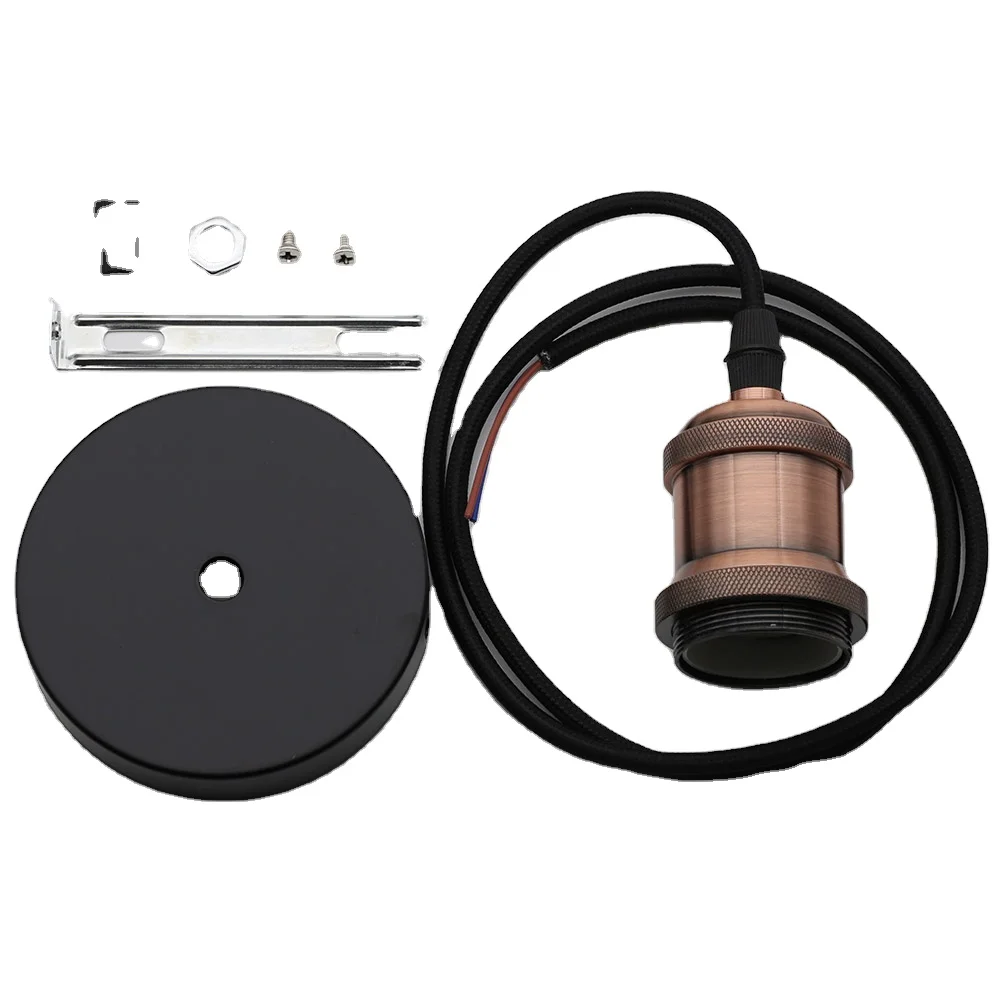 Retro Vintage led pendant metal copper lamp holder e27 with cable 1meter