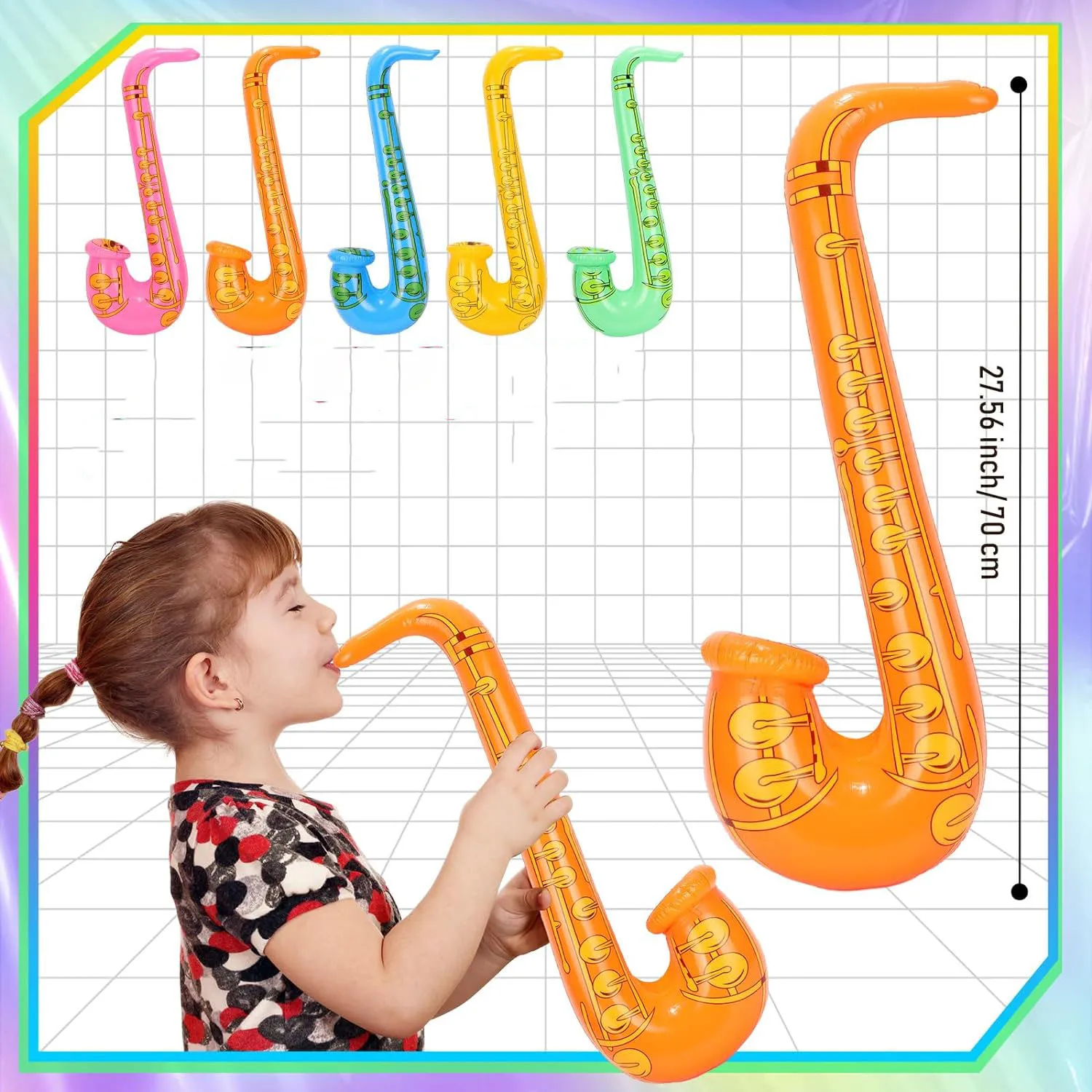 Inflatable Saxophone Inflatable Instruments Toy for Boys and Girls Party Decorations Birthday Party Favors