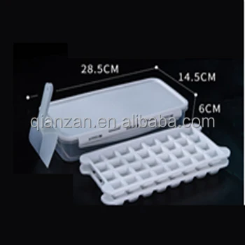 64 cavities doulbe layer food grade silicone ice cube tray ice mold with PP storage box