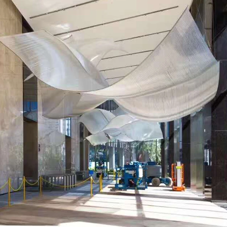 лобби из кованого железа роскошный пользовательский ленточный современный светодиодный подвесной светильник