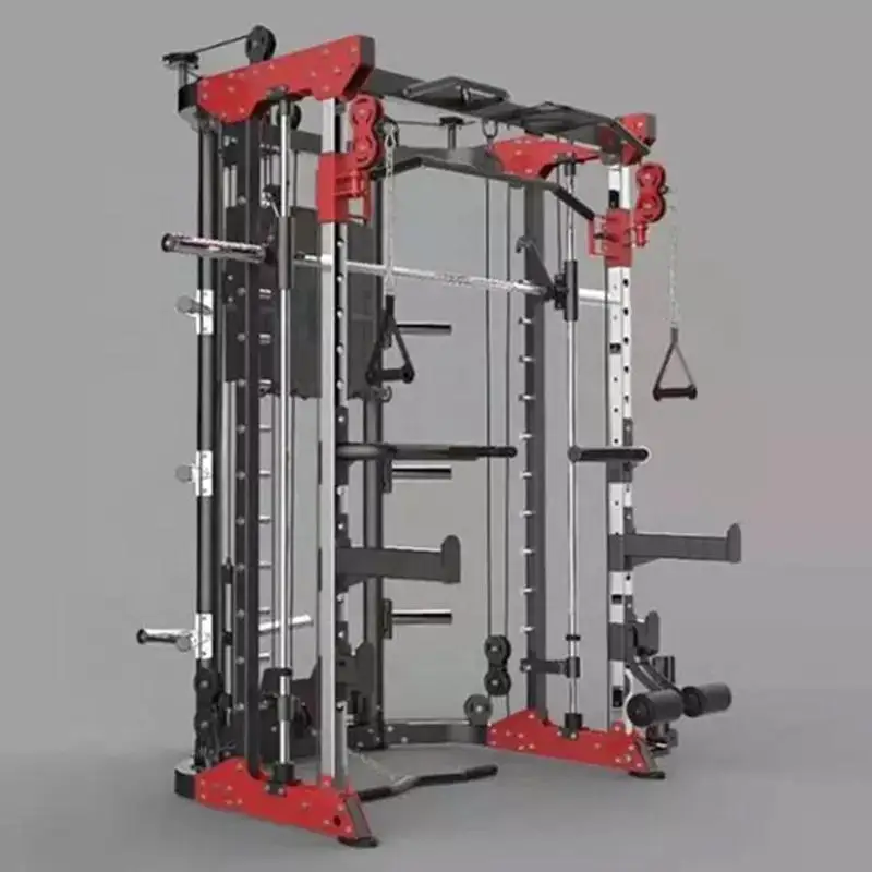 Commercial Gym Multi function Equipment Smith Machine with adjustable bench  with Functional Trainer Power Squat Rack 3 in one