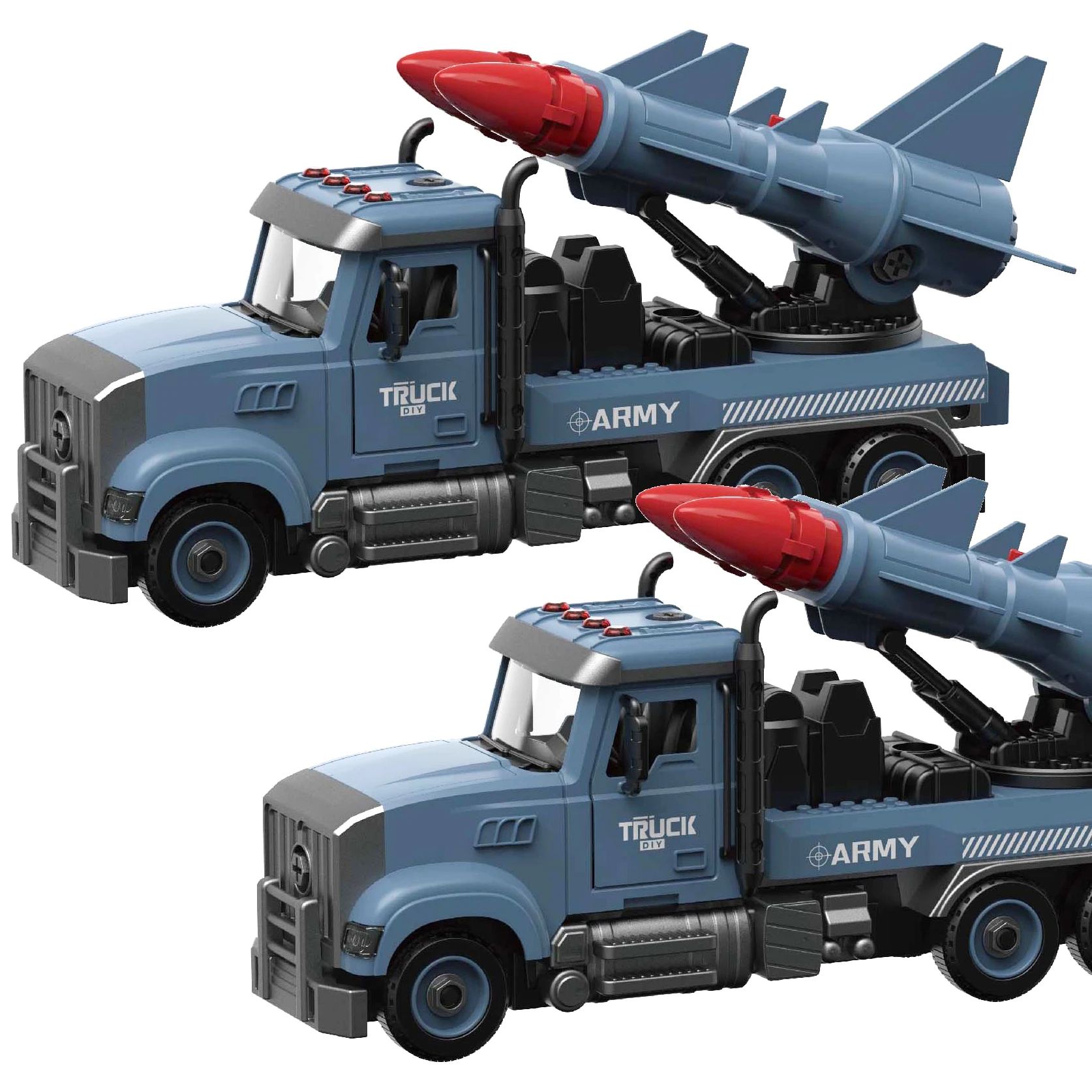 Boys Other Toy Vehicle Diy Assembly Toys Friction Truck Inertia Military Vehicle Model Toys With Lighting Music