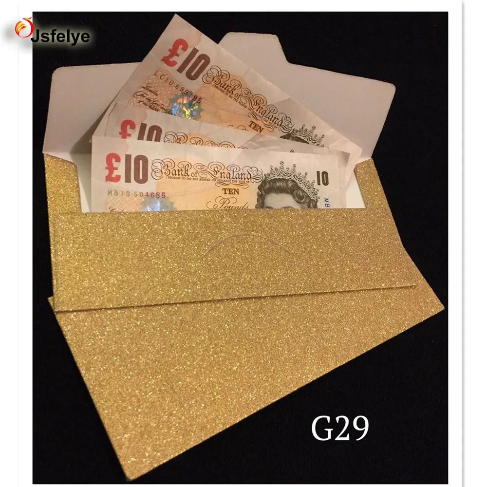 Sparkling Gold Glitter Wedding Invite Money Gift Envelope Christmas Cash Wallet