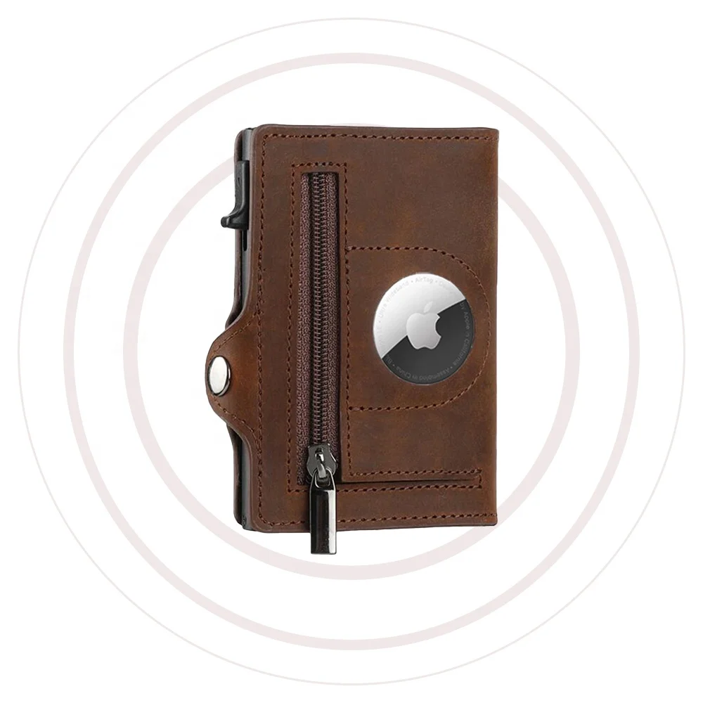 New Airtag wallet card holder with money clip Apple Siri find wallet zipper coin purse leather wallet with Airtag case