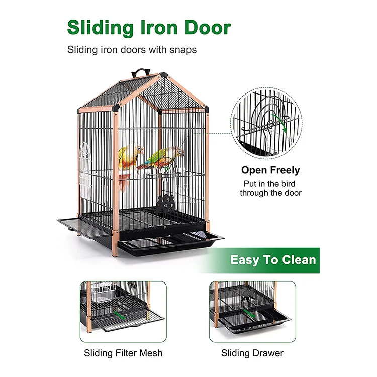 Aluminum Alloy Frame Portable Bird Cage Travel Carrier for Small Birds