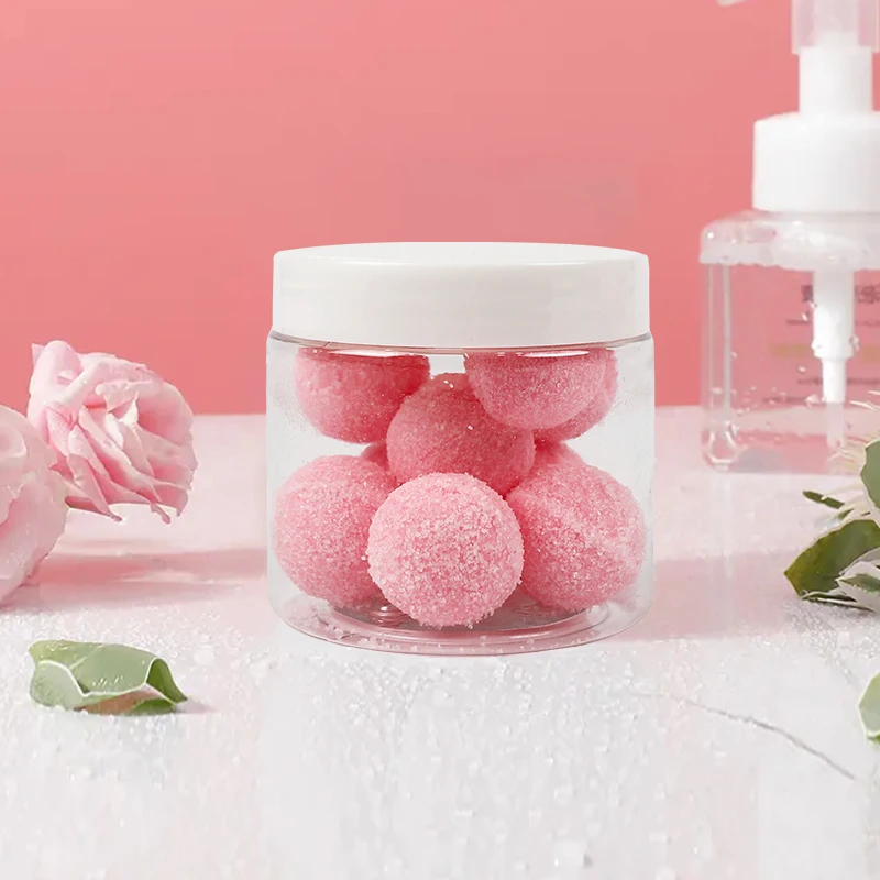 Private Label Natural Vegan Whitening Gentle Exfoliate Body Polish in Balls Shape Sugar Body Scrub in Jar