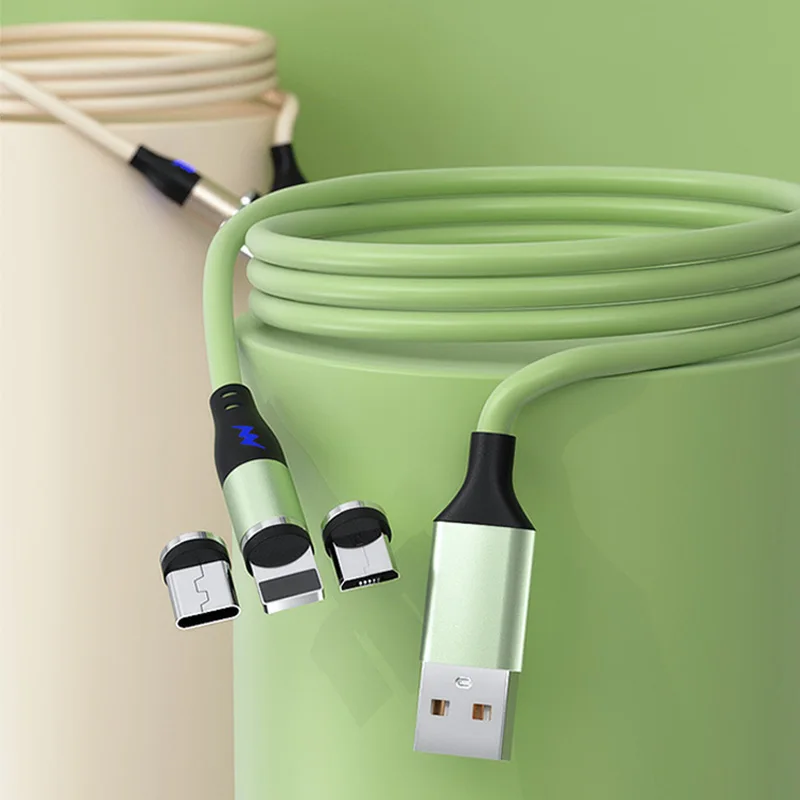 540 degree Magnetic 3in1 fast charging cable rotate magnetism data line magnet 5A fast charging data cable