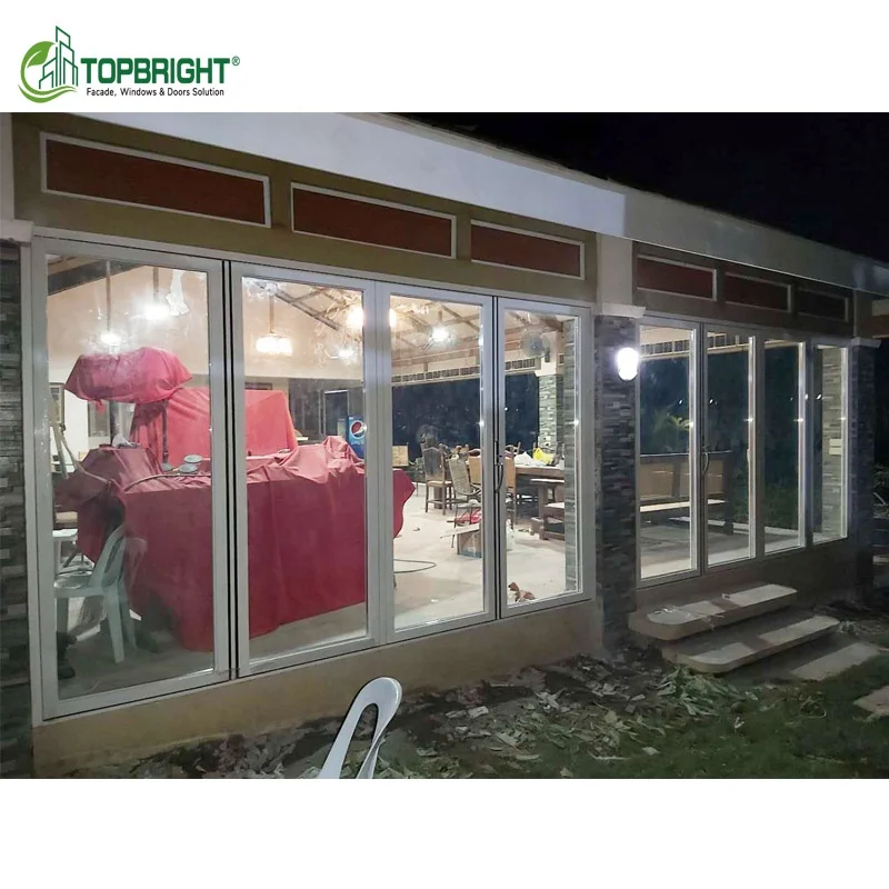 Guangdong hurricane impact exterior doors and windows bifold custom glass bi folding door